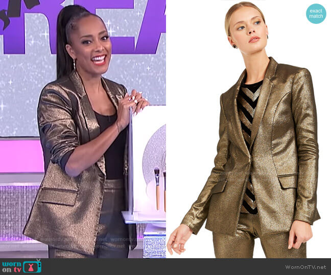INC International Concepts Metallic Blazer worn by Amanda Seales on The Real