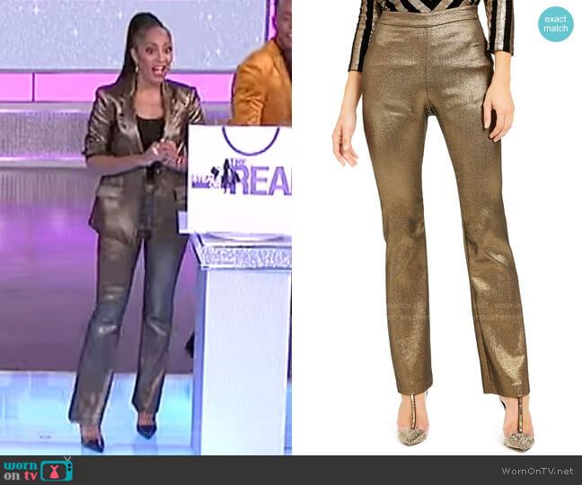 INC International Concepts Metallic Bootcut Pants worn by Amanda Seales on The Real