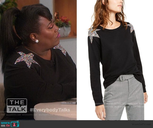INC International Concepts Star-Shoulder Sweatshirt worn by Sheryl Underwood on The Talk