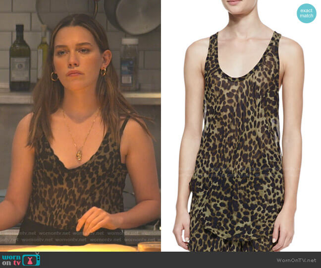 Isabel Marant Etoile Cameron Leopard-Print Tank Top worn by Love Quinn (Victoria Pedretti) on You
