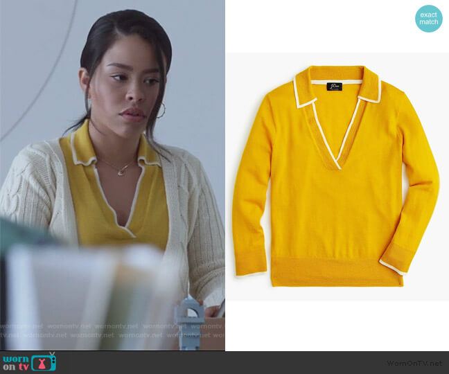 J. Crew Tipped Polo Sweater worn by Mariana Foster (Cierra Ramirez) on Good Trouble