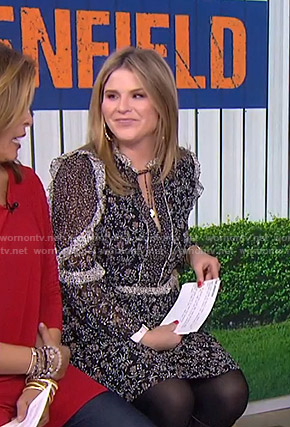 Jenna’s black floral ruffled dress on Today