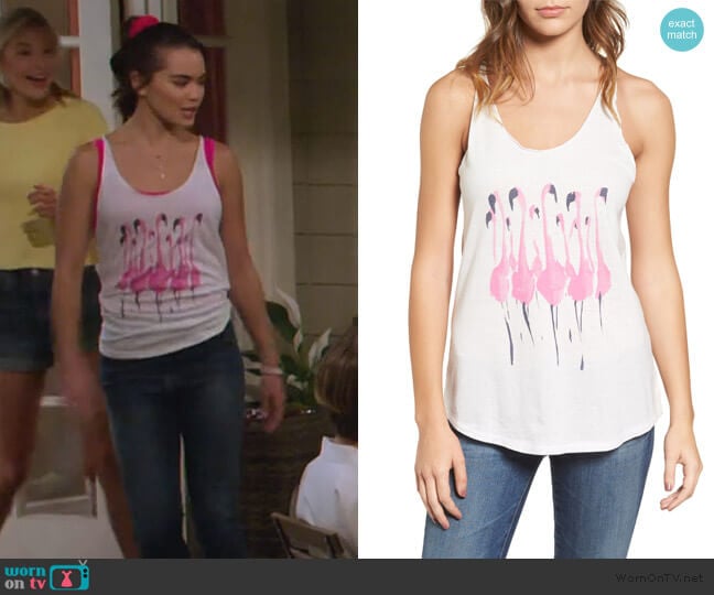 Junk Food Donald Robertson Flamingo Tank worn by Alexa Mendoza (Paris Berelc) on Alexa & Katie