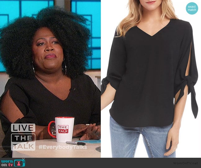 Karen Kane Tie-Sleeve Top worn by Sheryl Underwood on The Talk