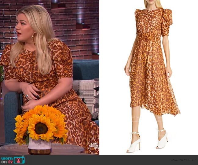 Kate Spade Panthera Clip Dot Puff-sleeve Dress worn by Kelly Clarkson on The Kelly Clarkson Show