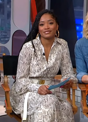 Keke’s white snake print shirtdress on GMA Strahan Sara And Keke