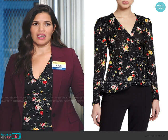 Veronica Beard Kiona Floral Top worn by Amy (America Ferrera) on Superstore