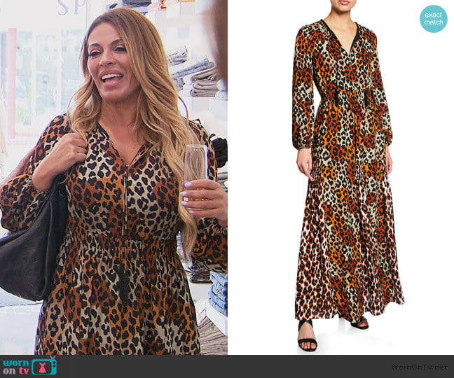 Kobi Halperin Kiana Leopard Maxi Dress worn by Dolores Catania on The Real Housewives of New Jersey