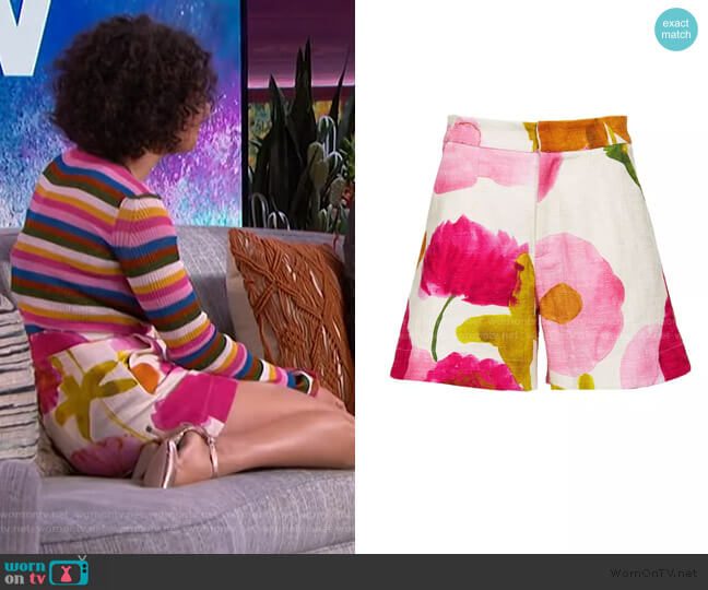 LA Doublej Good Butt floral Cotton-stretch Shorts