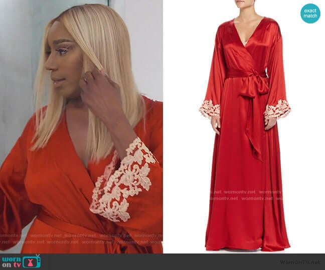 La Perla Maison Lace-Trim Long Robe worn by Nene Leakes on The Real Housewives of Atlanta