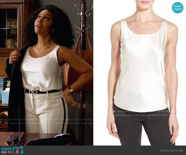 Lafayette 148 New York Silk Charmeuse Tank worn by Lola Carmichael (Simone Missick) on All Rise