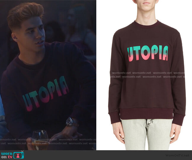 Lanvin Utopia Graphic Crewneck Sweatshirt worn by Vivek Shah (Jordan Buhat) on Grown-ish