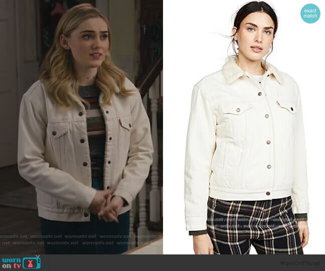 Levis Ex-Boyfriend Sherpa Trucker Jacket worn by Taylor Otto (Meg Donnelly) on American Housewife