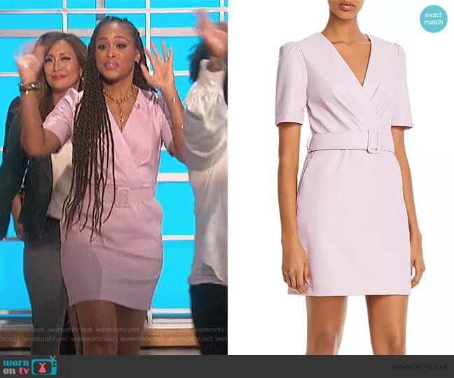Lucy Paris Belted Faux Leather Sheath Dress worn by Eve on The Talk