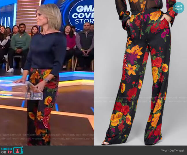 Guess by Marciano Floral Palazzo Pants worn by Amy Robach on Good Morning America