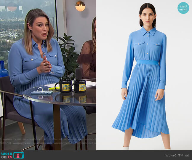 Maje Gathered Waist Shirt Dress worn by Carissa Loethen Culiner on E! News