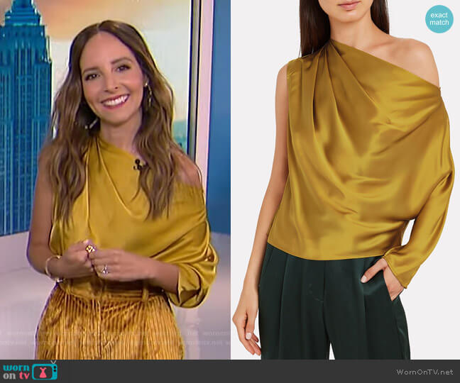 Michelle Mason Charmeuse Draped One-Shoulder Top worn by Lilliana Vazquez on E! News