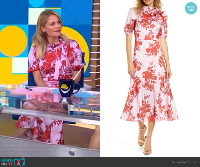 ML Monique Lhuillier Floral Satin Dress