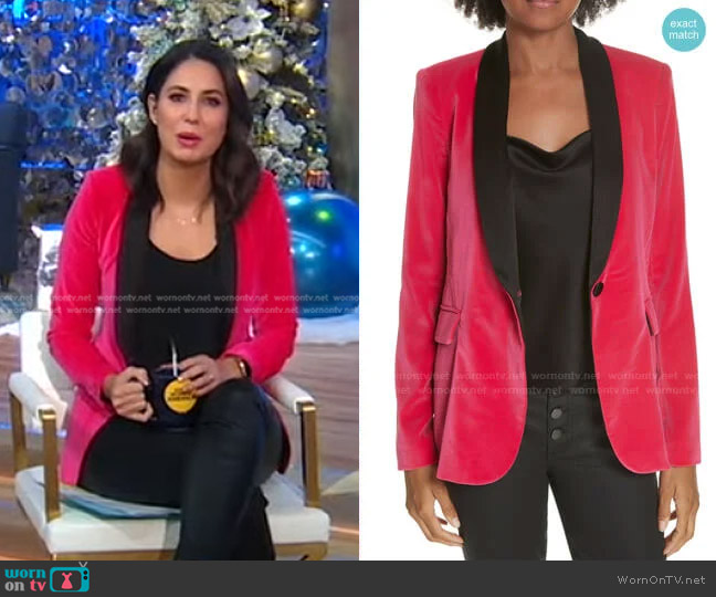 Alice + Olivia Macey Velvet Blazer worn by Cecilia Vega on Good Morning America