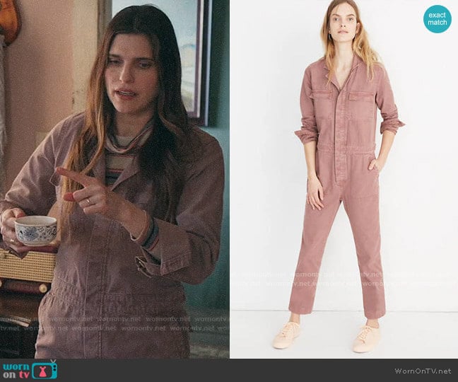 Madewell Coverall Jumpsuit in Dried Rosebud worn by Rio (Lake Bell) on Bless This Mess