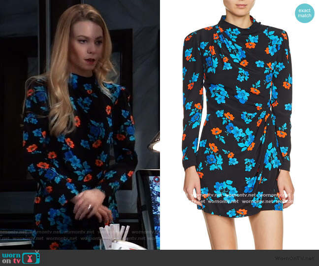 Maje Floral Faux Wrap Dress worn by Nelle Benson (Chloe Lanier) on General Hospital