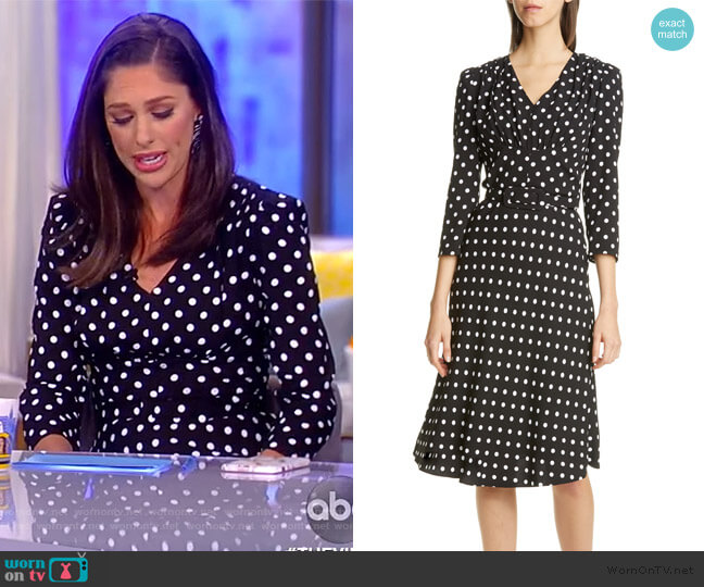 Michael Kors V-Neck Polka Dot Flared Dress worn by Abby Huntsman on The View