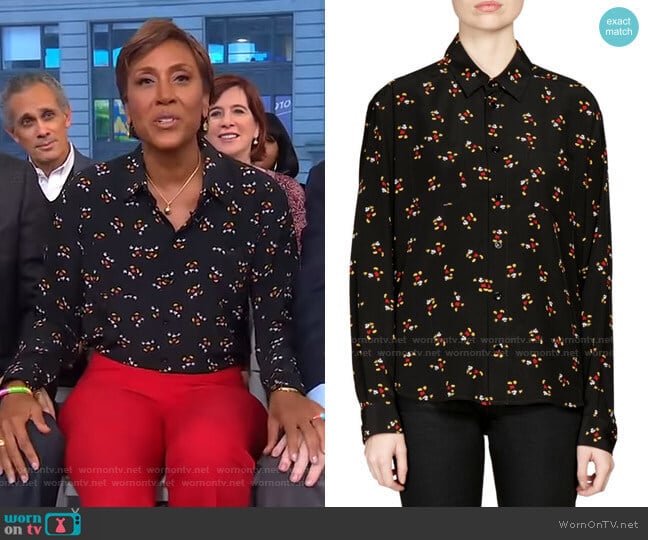 Saint Laurent Mickey Mouse Blouse worn by Robin Roberts on Good Morning America