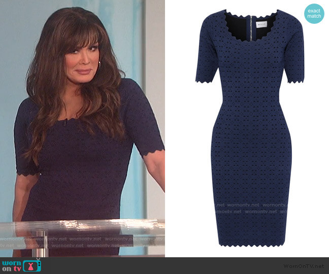 Milly Scalloped laser-cut ponte Dress worn by Marie Osmond on The Talk