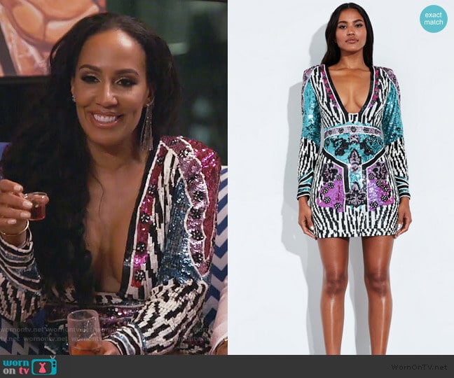 Peace + Love Print Embellished Mini Dress