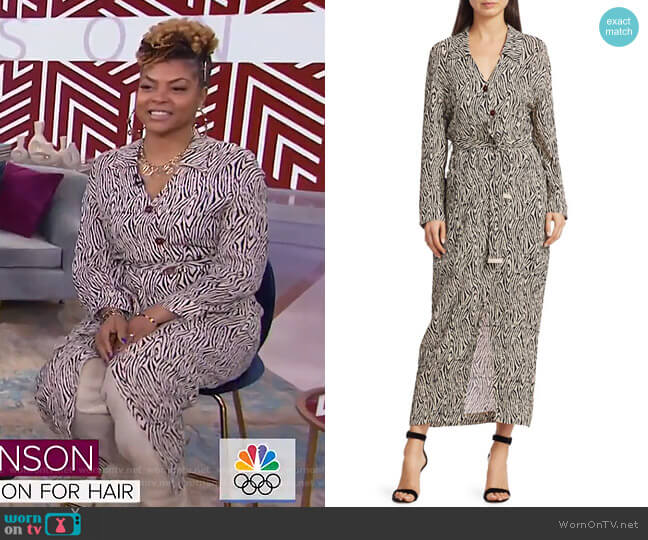Nanushka Capri Zebra-Print Long Shirtdress