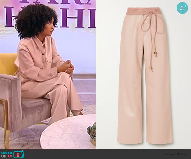 Nanushka Chimo belted vegan leather wide-leg pants