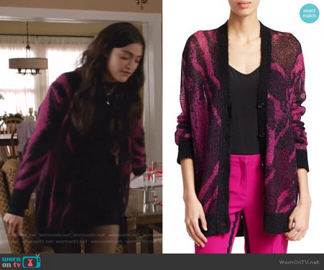 Nº21 Mohair Blend Zebra Print Cardigan worn by Olive Stone (Luna Blaise) on Manifest