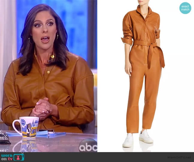 Notes du Nord Nixon Belted Leather Jumpsuit worn by Abby Huntsman on The View