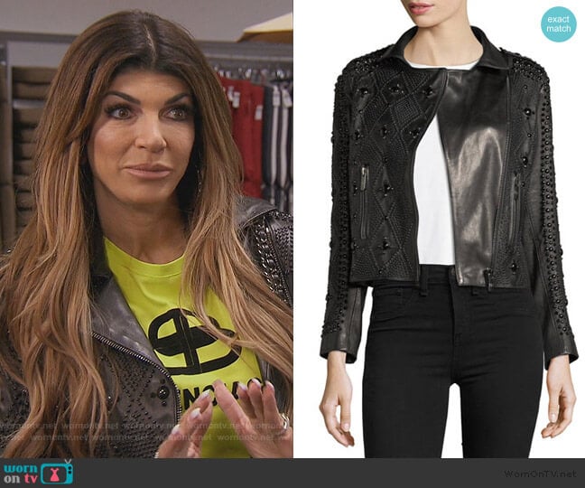 Nour Hammour Saturday Studded Leather Jacket worn by Teresa Giudice on The Real Housewives of New Jersey