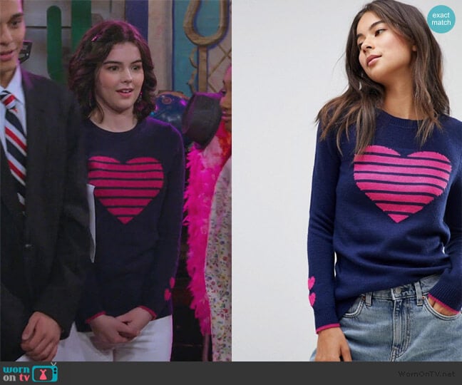 Oasis Heart Printed Jumper worn by Hannah (Merit Leighton) on Alexa & Katie