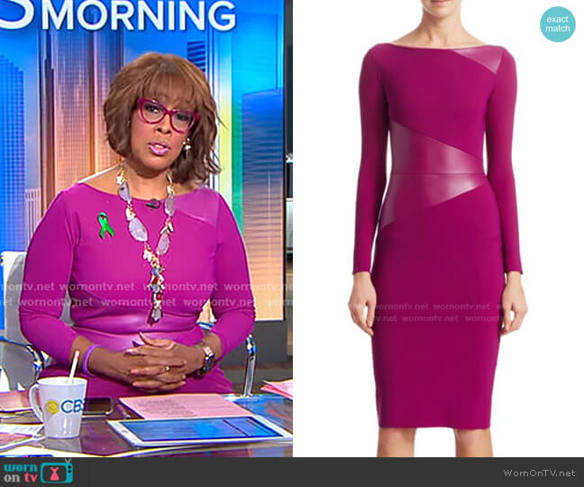 Chiara Boni La Petite Robe Off-The-Shoulder BodyCon Dress worn by Gayle King on CBS Mornings