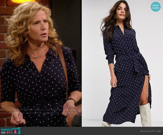 & Other Stories Polka Dot Button Through Belted Shirt Dress worn by Vanessa Baxter (Nancy Travis) on Last Man Standing