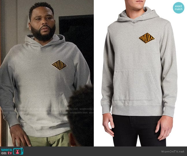 Ovadia Snow Wash French Terry Hoodie Sweatshirt w/ Logo Applique worn by Andre Johnson (Anthony Anderson) on Black-ish
