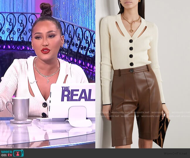Proenza Schouler Cutout ribbed silk and cotton-blend cardigan worn by Adrienne Houghton on The Real