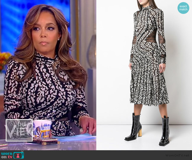 Proenza Schouler Marble Print Stretch Chiffon Dress worn by Sunny Hostin on The View