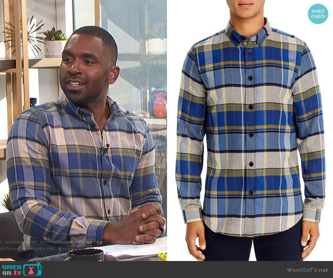 PS Paul Smith Plaid Flannel Button-Down Shirt worn by Justin Sylvester on E! News