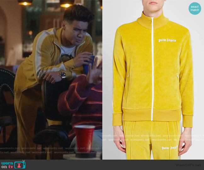 Palm Angels Chenille Track Jacket worn by Vivek Shah (Jordan Buhat) on Grown-ish