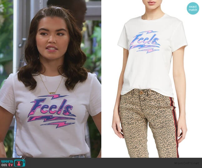 Pam and Gela Feel Basic Logo Tee worn by Alexa Mendoza (Paris Berelc) on Alexa & Katie