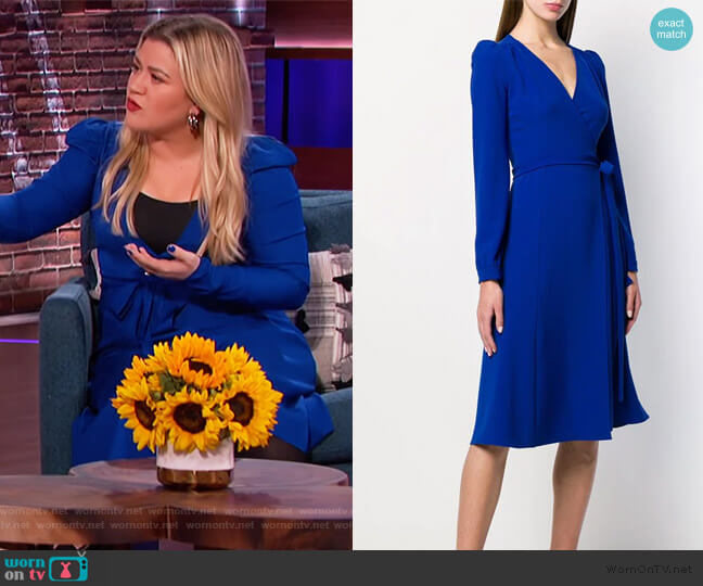 PAROSH Fitted Wrap Dress worn by Kelly Clarkson on The Kelly Clarkson Show