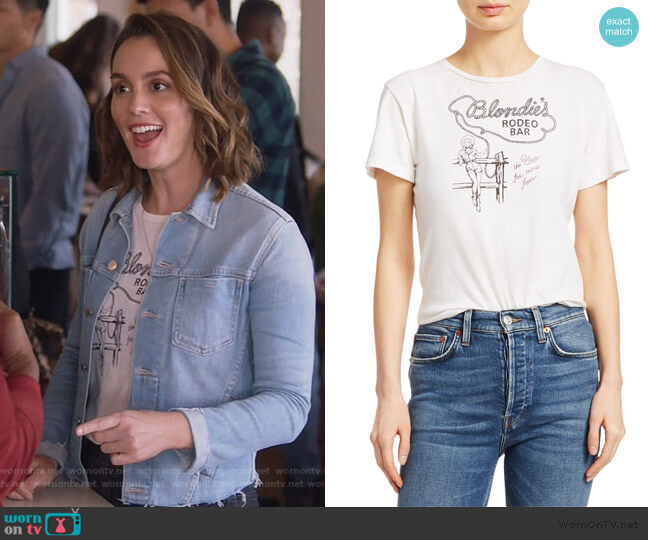 Re/Done Blondie's Rodeo Bar Classic Cotton Tee worn by Angie (Leighton Meester) on Single Parents
