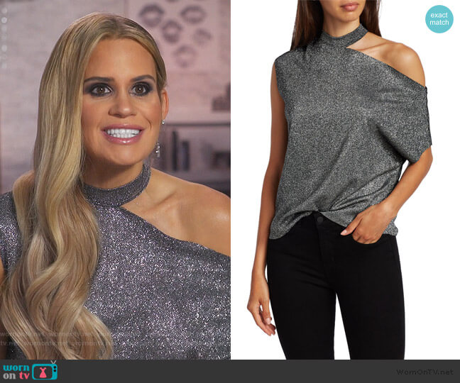 RTA Axel Metallic Cutout Tee worn by Jackie Goldschneider on The Real Housewives of New Jersey