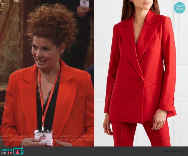 Rachel Zoe Giorgia Hopsack Suiting Blazer worn by Grace Adler (Debra Messing) on Will and Grace
