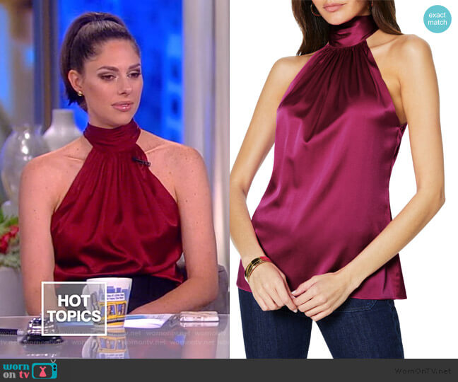 Ramy Brook Lori Stretch Silk Halter Top worn by Abby Huntsman on The View
