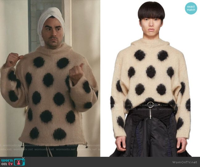 Random Identities Mohair Dotted Hoodie worn by David Rose (Daniel Levy) on Schitts Creek