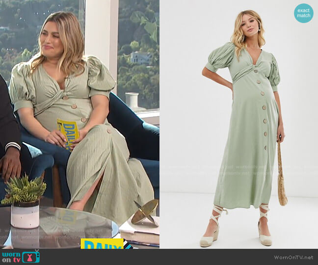 Asos Maternity Button Through Twist Front Maxi Tea Dress worn by Carissa Loethen Culiner on E! News